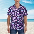 thumbnail image 2 of Balery crystal Skull flower cool Camisas hawaianas de manga corta para hombre, camisas playeras de corte holgado, camisas de vacaciones con botones,XX-Large, 2 of 7