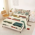 thumbnail image 2 of Castle Fairy Cartoon Vintage Train Queen Sheet Sets 4 Pieces for Kids, Retro Railroad Print Bed Set for Nursery, Green Red, 2 of 6