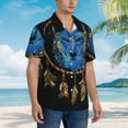 thumbnail image 3 of Honeii Wolf Head And Dreamcatcher Print Men’s Hawaiian Shirt,Classic Button-Down Short Sleeve Shirt, for Beach, Vacation, and Outdoor Activities,Medium, 3 of 7