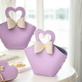 thumbnail image 4 of qczoyp 10 Pack Mini PU Leather Bowknot Gift Bags: Reusable Mini Handbag Gift Boxes with Heart-shape Handle, Party Favor Bags for Weddings, Baby Showers, Christmas, Halloween Party Decor (Purple), 4 of 9