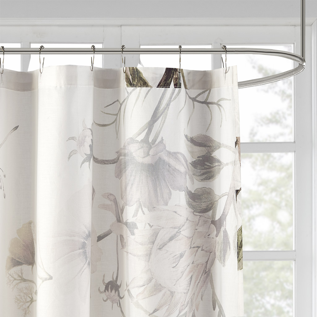 MAYEERTY Printed Cotton Shower Curtain, 72" x 72", Machine-Washable, Blush