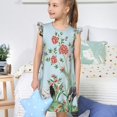 thumbnail image 4 of Fotbe Chinoiserie Floral Palm Tree Vestido de Dormir para Niñas de 3 a 10 Años, Mangas Cortas, Estilo Princesa, Pijama Camisón con Mangas Voladas-Medium, 4 of 6
