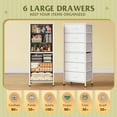 thumbnail image 4 of White Tall Dresser for Bedroom, 6 Drawer Dressers & Chests of Drawers, Fabric Dresser for Closet, Living Room, Night Stand with Metal Frame, Storage Tower with Fabric Bins, Wood Top, 4 of 9