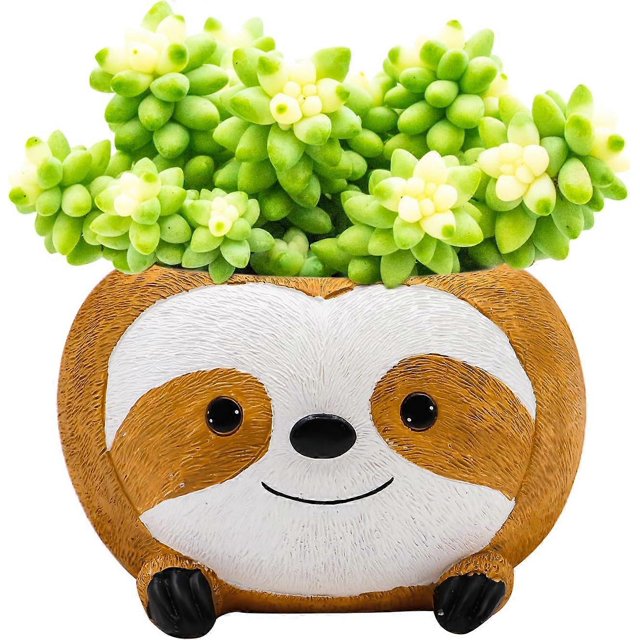 KAIYANG Macetas con forma de perezoso, bonitas macetas para suculentas, para plantas de interior, macetas para jardín, para plantas, suculentas, cactus, flores, decoración para el hogar, la oficina, e