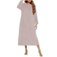 thumbnail image 3 of CAIXIA Long Robes For Women Silk Women's Soft Flannel Long Sleeve Zip Up Sleepwear Robe Cozy Loungewear With Pockets Home Wearable Blanket For Relaxation, 3 of 6