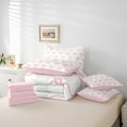 thumbnail image 5 of Feelyou Teens Fashion Bow-tie Bedding Comforter Set 7 Pieces, Butterfly Knot Princess Full Bedding Set, Watercolor Bowknot White Pink Reversible Fitted Sheet Flat Sheet, Breathable Home Decor, 5 of 7