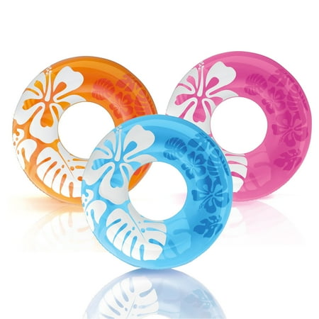 - Intex Colorful Transparent Inflatable Swimming Pool Tube Raft (3 Pack) | 59251EP