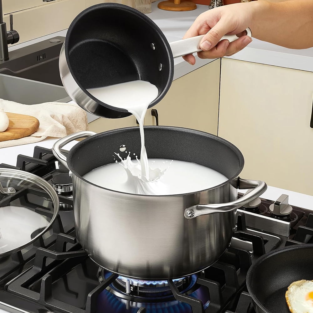 Koch Systeme CS 10 Piece Stainless Steel Pots and Pans Set, Cookware Set with Nonstick Coating for Professional Cooking, Oven & Dishwasher Safe