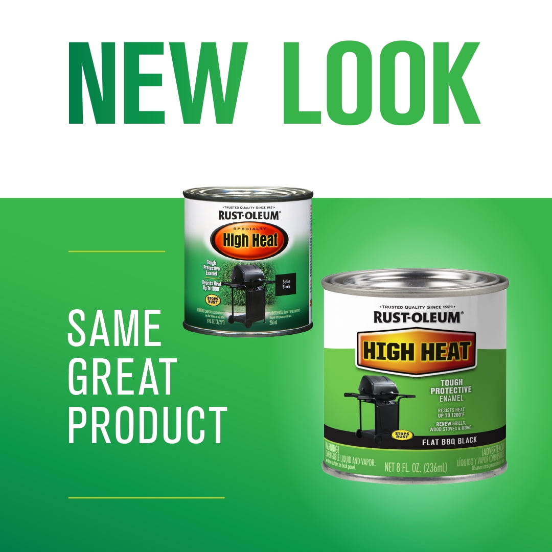 6 Pack, Bar-B-Que Black, Rust-Oleum Specialty Satin High Heat Paint- Half Pint