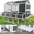thumbnail image 4 of Outdoor Wooden Chicken Coop for 10 Chickens, Large Hen House Poultry Habitat Pet Hutch Run Cage with 4 Nesting Boxes, Walk in Chicken Coops Run with Ramp and Waterproof Roof, Gray, 4 of 7