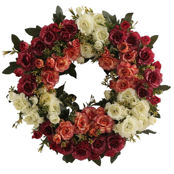 FOMIYES Assorted Color Rose Flower Wreath Wall Hanging Gar for Wedding Party Decor