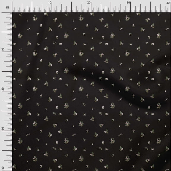 Soimoi Cotton Voile Fabric Floral & Leaves Panel Printed Craft Fabric by The Yard 42 Inch Wide