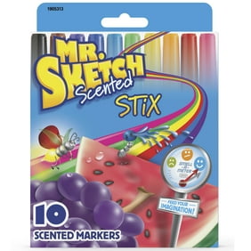 Mr. Sketch Scented Stix Markers, Fine Tip, Assorted Colors, 10 Count