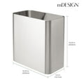 thumbnail image 3 of mDesign Metal 2.4 Gal. Bathroom Trashcan Wastebasket Garbage Bin, Brushed Chrome, 3 of 4