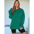 thumbnail image 4 of Womens Oversized Sweatshirts Crew Neck Long Sleeve Shirts Casual Loose Slit Fall Outfits Green M, 4 of 9