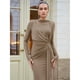 thumbnail image 5 of Vestido Maxi Ajustado para Mujer con Mangas Largas, Cuello Redondo y Corte Ajustado para Cóctel Caqui S, 5 of 10
