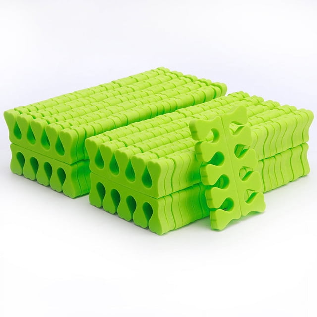 100 separadores de dedos de esponja suaves para manicura y pedicura, color verde