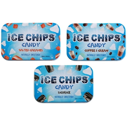 ICE CHIPS Candy 3 Pack Assortment (Coffee&Cream, Licorice, Salted Caramel)