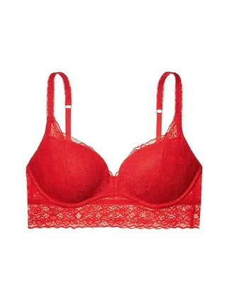 Victoria's Secret Lipstick Red Dream Angels Wicked Unlined Sheer Mesh & Bow  Balconette Bra Size 34B NWT 