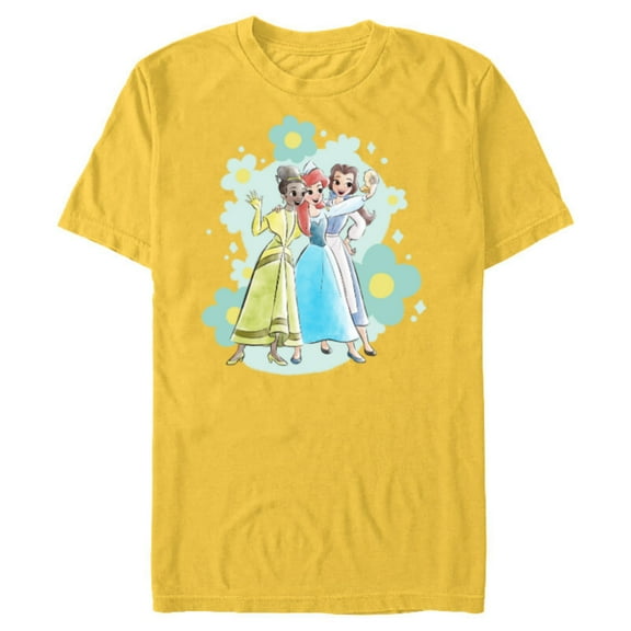 Disney Princess Tiana Ariel and Belle Seashell Selfie - Short Sleeve Blended T-Shirt for Adults - Customized-Yellow