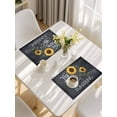thumbnail image 5 of Sunflowers Placemats Set of 6, Classic Bee You Are My Sunshine Black Placemats for Dining Table, Place Mats for Kitchen Tabletop, Waterproof Wipeable Dining Table Mats Set, 5 of 9