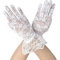 thumbnail image 2 of Nvzi Guantes de encaje con volantes hasta la muñeca con diseño de flores, 2 of 5