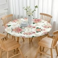 thumbnail image 3 of Round Fitted Tablecloth with Elastic Edges Fits 36"-44" Round Tables Pioneer Colorful Floral Waterproof Table Cover Washable Indoor and Outdoor for Party Kitchen Dinner Banquet Patio Picnic, 3 of 7