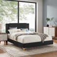 thumbnail image 2 of Modway Zahra Channel Tufted Performance Velvet Queen Platform Bed in Charcoal, 2 of 5