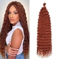 thumbnail image 1 of Xiao Hua Peluca de crochet sintética, peluca de crochet con ondas de agua rojas de 18 pulgadas, peluca de crochet pre-enrollada para tejido rápido, peluca estilo bohemio con ondas de agua, 1 pieza, 1 of 4