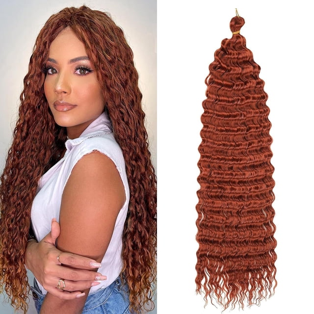 Xiao Hua Peluca de crochet sintética, peluca de crochet con ondas de agua rojas de 18 pulgadas, peluca de crochet pre-enrollada para tejido rápido, peluca estilo bohemio con ondas de agua, 1 pieza