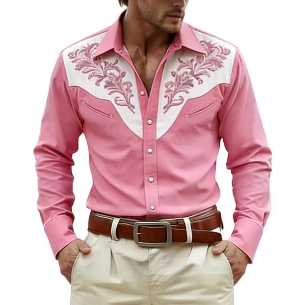Camisetas de Navidad de Manga Larga de los Hombres Imprimir de Moda Casual Manga Larga Turndown Collar Blusa para Primavera Invierno Al Aire Libre Diario