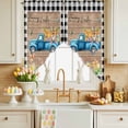 thumbnail image 4 of Happy Easter Swag Valance Curtains Watercolor Blue Truck Yellow Egg Bunny Brown Wood Grain Black Plaid Rod Pocket Swag Curtains Small Window Treatments for Kitchen Bedroom 28" W x 36" L, 2 Panels, 4 of 9