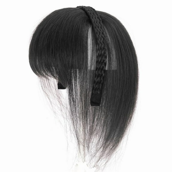 Natural False Bangs Hair Piece Headband Wispy Bangs Air Bangs for Daily Wear Hair Extension Synthetic HairBand Bangs