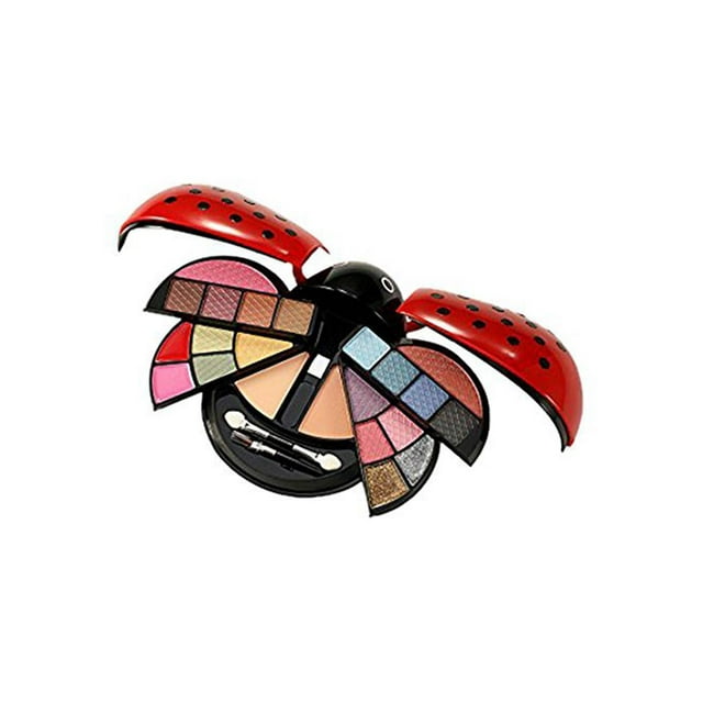 Cameo Ladybug Kit de Maquillage Mignon avec Fard à Paupières, Blush, Poudre Pressée & Lipgolss, Rouge, 22 Pcs
