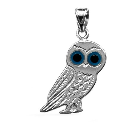 Eyed Owl Pendant - Sterling Silver Evil Eye Owl Pendant Charm