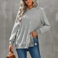 thumbnail image 5 of TEMOFON Womens Hoodie Long Sleeve Sweatshirts Casual Dressy Tops Winter Hooded with Kangaroo Pockets Lightgrey Pullover, 5 of 7