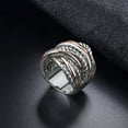 thumbnail image 5 of Mytys Vintage Silver Rose Gold Cable Statement Rings for Women Wire Intertwined Design Band Ring for Women Men Silver Plated 20mm Wide, 5 of 5