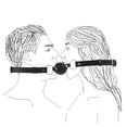 thumbnail image 2 of 1pc Solid Silicone Ball Double Ball Mouth Gag BDSM Oral Fixed Sex Toy For Couple,SM Leather Dual Straps Bondage Open Mouth Plug, 2 of 3