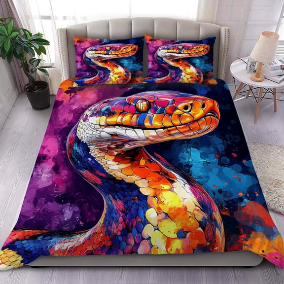 3 Pieces Duvet Cover Set-Abstract 3D Anaconda- 3D Print Bedding 1 Duvet Cover 2 Pillowcases Natural Animals Comforter Set Soft Breathable for Boys Girls Children Duvet Set 9B54ANI13