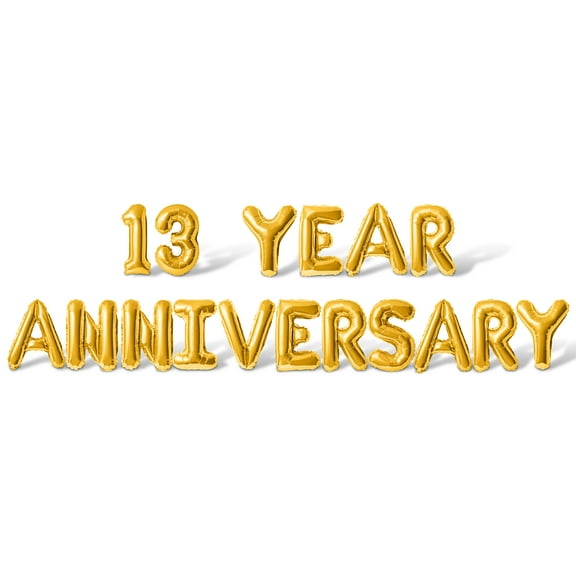 Letter Balloons - 13 YEAR ANNIVERSARY 16" Inch Alphabet Letters Foil Mylar Balloon 13th Anniversary Party Banner (Gold)