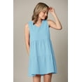 thumbnail image 4 of Made by Johnny Women's Casual Sleeveless V-Neck Loose Flowy Swing Shift Dress M AQUA, 4 of 5