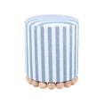 thumbnail image 1 of Otomana Tov Furniture Dex redonda de lino azul pastel a rayas, 1 of 7