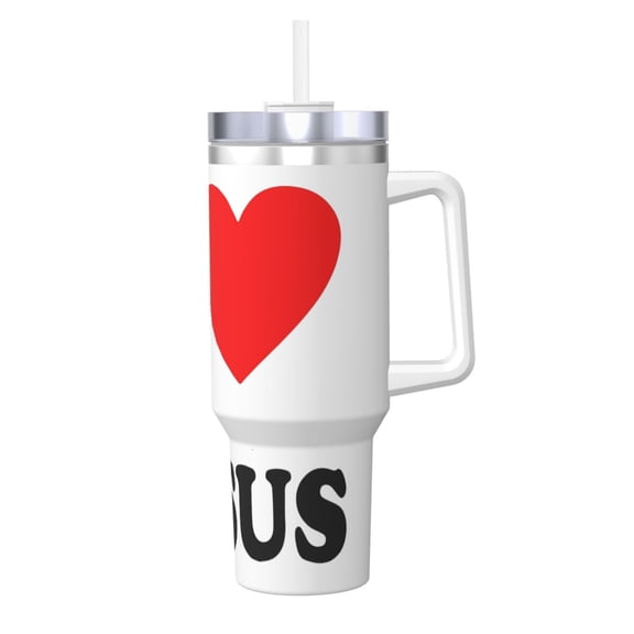 I Love Jesus SVG Personalized Insulated Tumbler with Handle 40OZ Custom Cups with Lid and Straw Double-Vacuum-Sealed For Hot/Cold Beverages Gifts for Women & Men