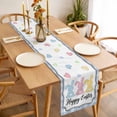 thumbnail image 3 of Table Runner 70 Inches Long for Kitchen Dining, Happy Easter Dresser Scarf Farmhouse, Dining Table Decorations for Wedding/Parties, Colorful Rabbits Cartoon Blue Plaid 13 x 70 In, 3 of 8