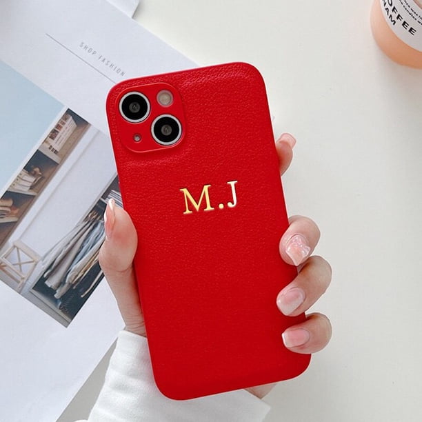 Funda de teléfono suave de PU de cuero con letras personalizadas de Corea para iPhone 13 12 11 Pro X XS Max XR 7 8 Plus, funda trasera lisa de lujo Tan Jianjun unisex