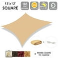 thumbnail image 2 of IC ICLOVER 12' x 12' Waterproof Sun Shade Sail Square Canopy Awning Shelter Polyester Fabric Cloth for Patio Yard Deck Pergola Outdoor Sun Sail Shade 98% UV Block Sunshade - Sand, 2 of 8