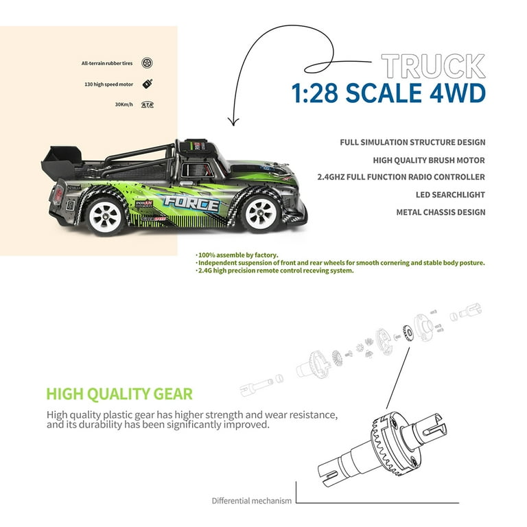 Wltoys 284131 Mini 4WD RC Drift Car Electric Short Truck Alloy Base Model  Toy with Light