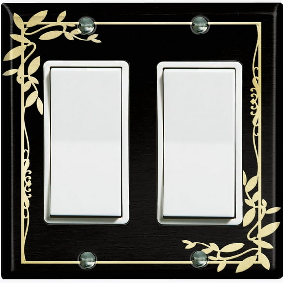 Metal Light Switch Plate Cover Elegant Victorian Floral Frame Black Yellow FRA083