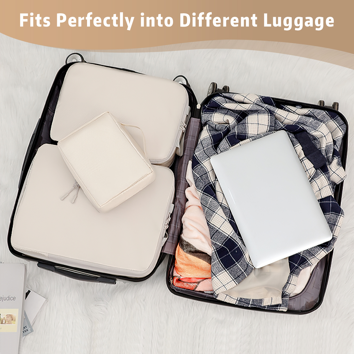 12 Set Packing Cubes for Travel, Premium Suitcase Organizer Bags Set, Space-Saving Luggage Organizers, Travel Accessories and Essentials, Beige