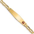 thumbnail image 3 of 14K Yellow Gold Medical Soft Diamond Shape Red Enamel Anchor ID Bracelet, 3 of 5